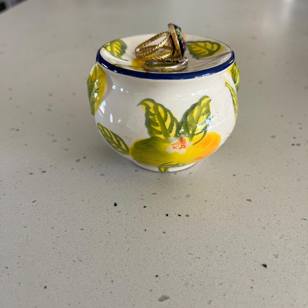 Hand Painted Italian Lemon Trinket Dish Amalfi‎ Coast Ring Holder Decor